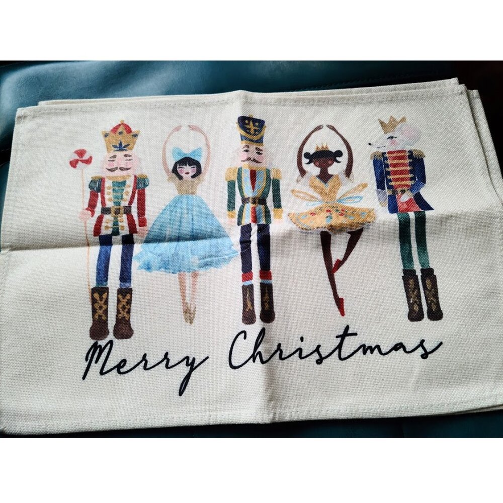 Nutcracker Table Placemats Xmas Christmas Decor Holiday Decorations Gift Set 4